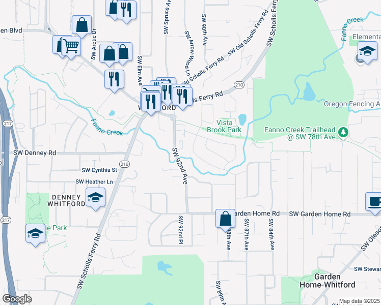 map of restaurants, bars, coffee shops, grocery stores, and more near 8934 Southwest Bohmann Parkway in Portland