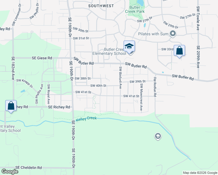 map of restaurants, bars, coffee shops, grocery stores, and more near 4020 Southwest Eastwood Avenue in Gresham