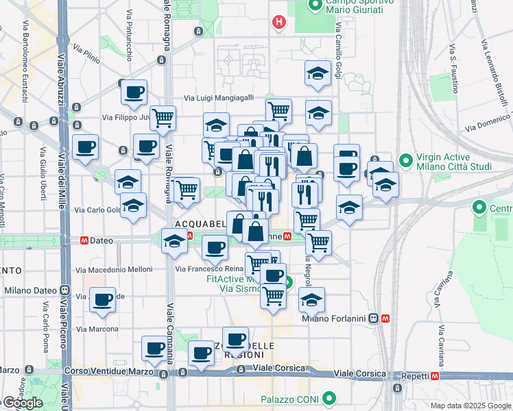 map of restaurants, bars, coffee shops, grocery stores, and more near 8 Via Sangallo in Milano
