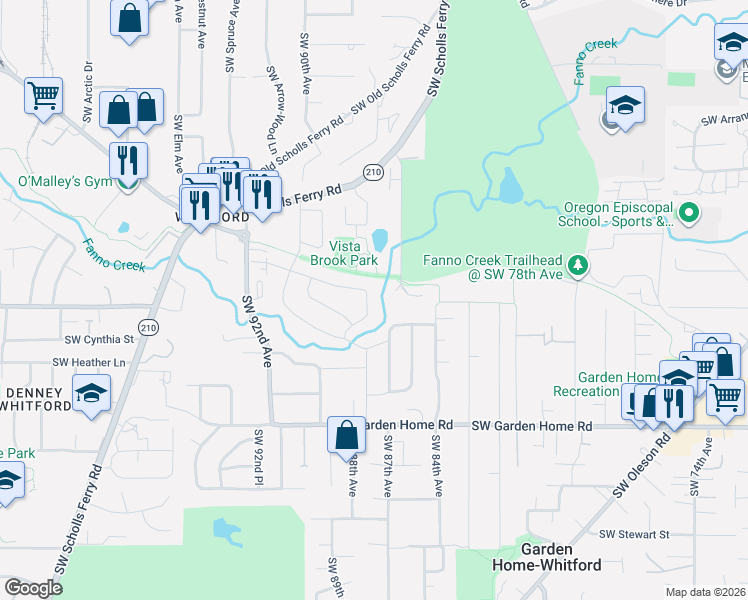 map of restaurants, bars, coffee shops, grocery stores, and more near 8835 Southwest Becker Drive in Portland