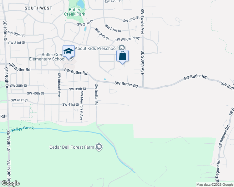 map of restaurants, bars, coffee shops, grocery stores, and more near 2060 Southwest Butler Road in Gresham