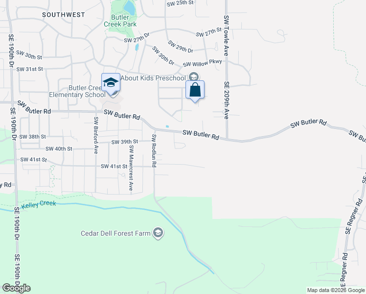 map of restaurants, bars, coffee shops, grocery stores, and more near 2060 Southwest Butler Road in Gresham
