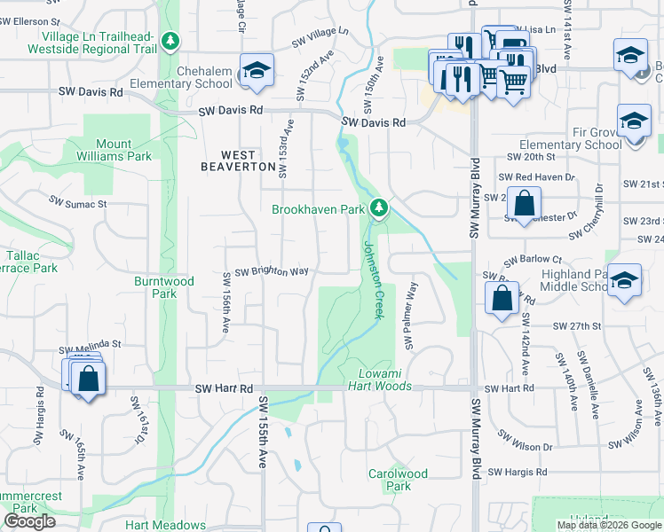 map of restaurants, bars, coffee shops, grocery stores, and more near 15194 Southwest Barcelona Way in Beaverton
