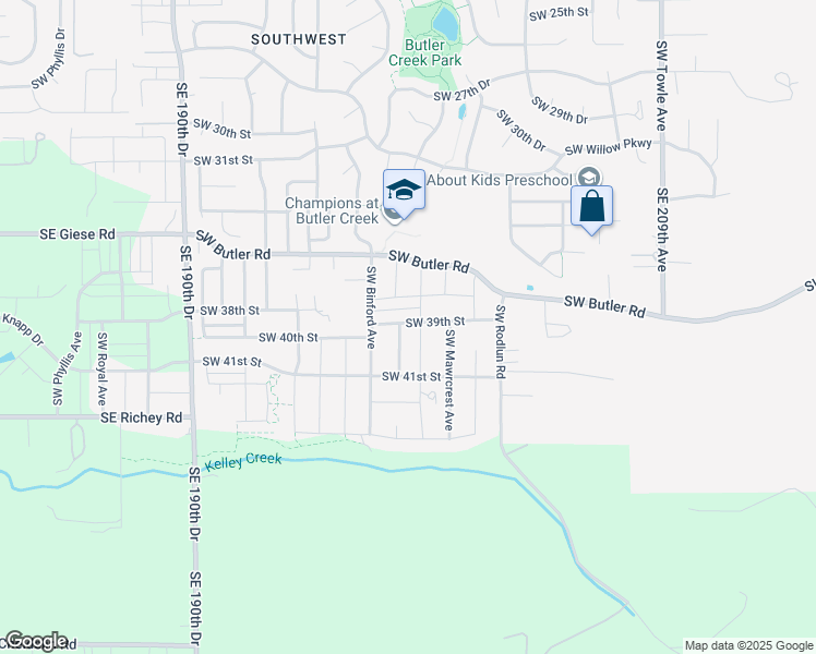 map of restaurants, bars, coffee shops, grocery stores, and more near 3914 Southwest Battaglia Avenue in Gresham
