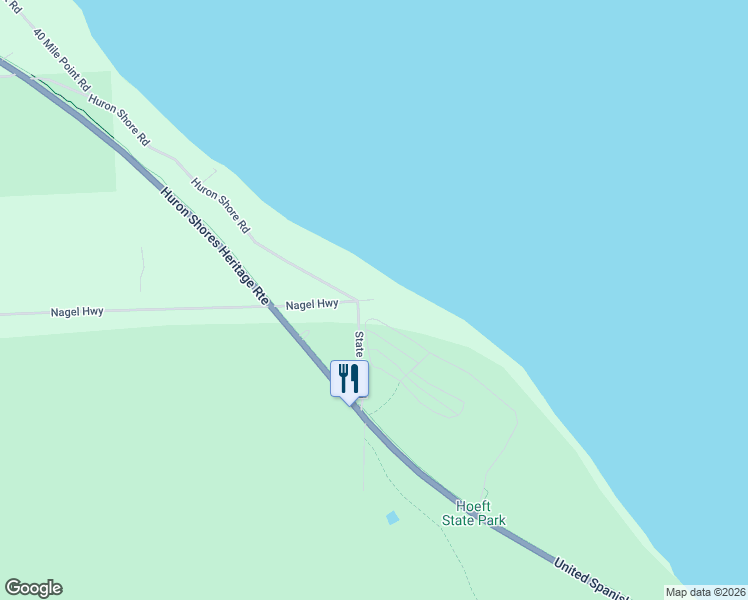 map of restaurants, bars, coffee shops, grocery stores, and more near 3900 Borland Lane in Rogers City