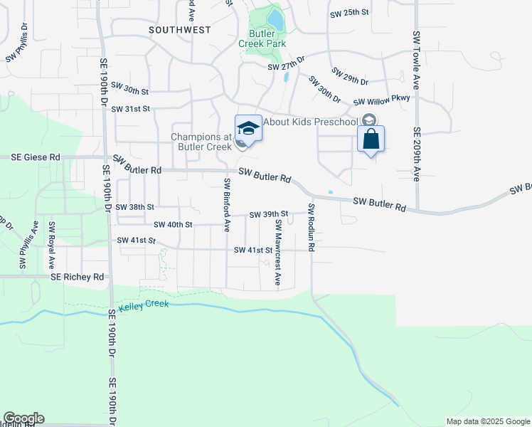 map of restaurants, bars, coffee shops, grocery stores, and more near 3969 SW Mawrcrest Ave in Gresham