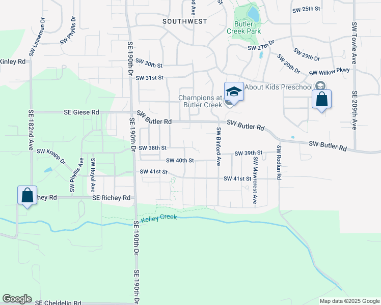 map of restaurants, bars, coffee shops, grocery stores, and more near 4020 Southwest Eastwood Avenue in Gresham