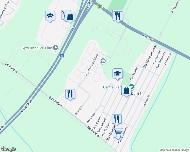 map of restaurants, bars, coffee shops, grocery stores, and more near 3720 Rue Médard-Émard in Longueuil