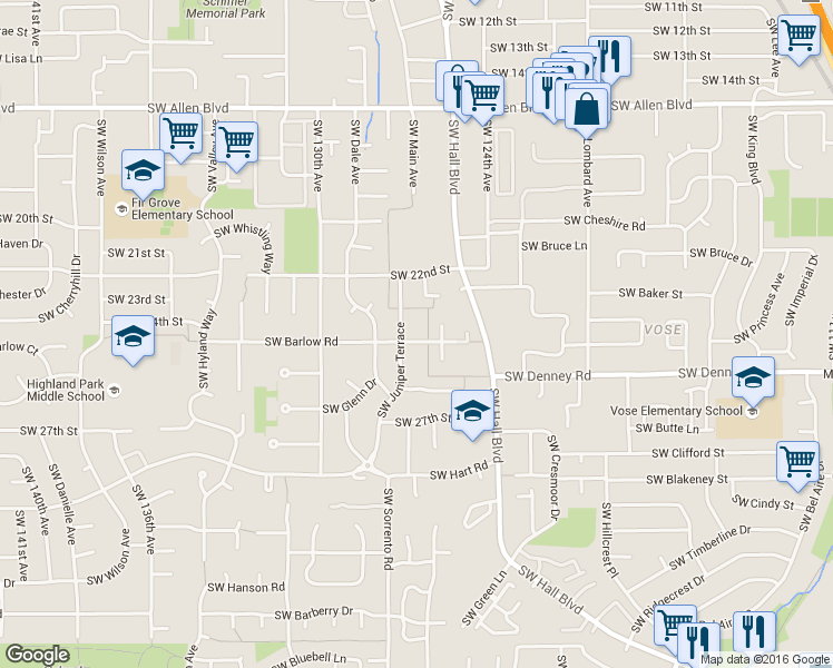map of restaurants, bars, coffee shops, grocery stores, and more near 12665 Southwest Barlow Road in Beaverton