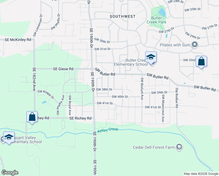 map of restaurants, bars, coffee shops, grocery stores, and more near 3758 Southwest Redfern Avenue in Gresham