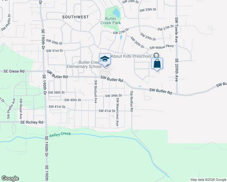 map of restaurants, bars, coffee shops, grocery stores, and more near 2440 Southwest 37th Street in Gresham