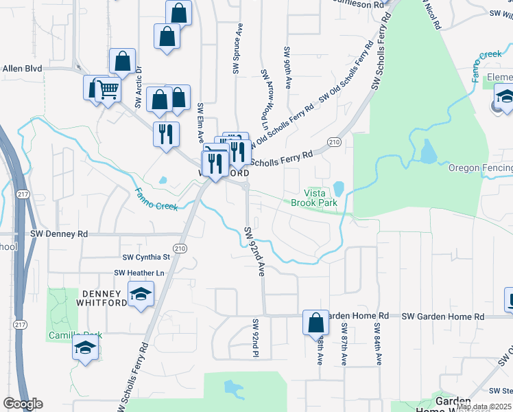 map of restaurants, bars, coffee shops, grocery stores, and more near 6785 Southwest 92nd Avenue in Portland