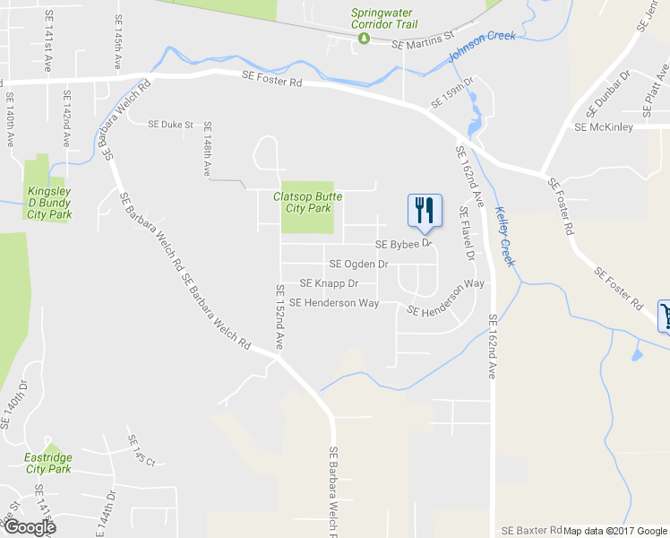 map of restaurants, bars, coffee shops, grocery stores, and more near 15345 Southeast Ogden Drive in Portland