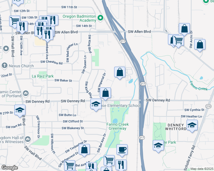 map of restaurants, bars, coffee shops, grocery stores, and more near 6795 Southwest 111th Avenue in Beaverton