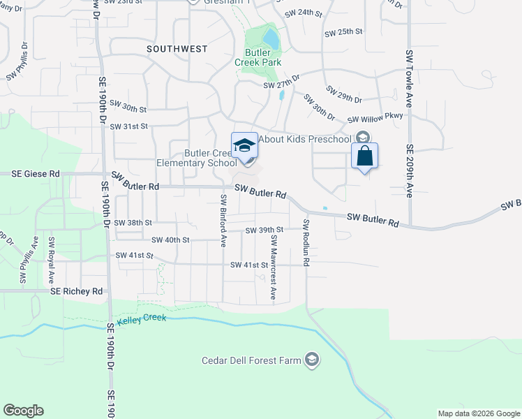 map of restaurants, bars, coffee shops, grocery stores, and more near 3664 Southwest Eleven Mile Avenue in Gresham