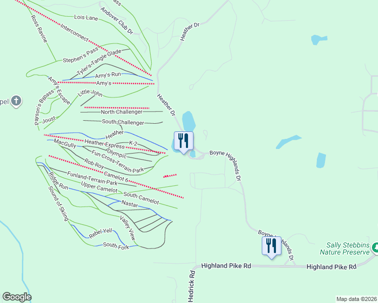 map of restaurants, bars, coffee shops, grocery stores, and more near 262 Highlands Drive in Harbor Springs