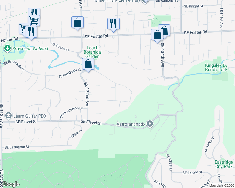 map of restaurants, bars, coffee shops, grocery stores, and more near 7130 Southeast 127th Avenue in Portland