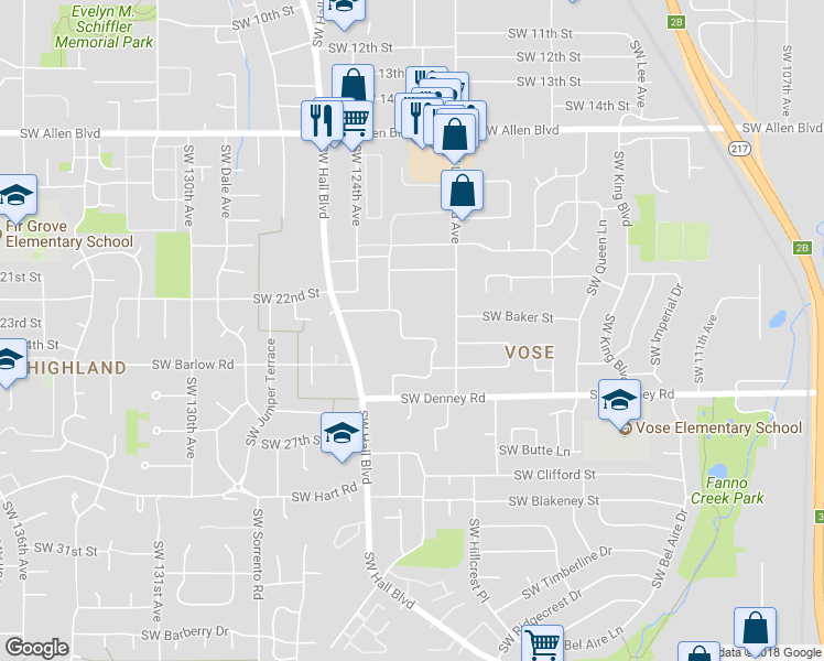 map of restaurants, bars, coffee shops, grocery stores, and more near 6744 Southwest Sussex Street in Beaverton