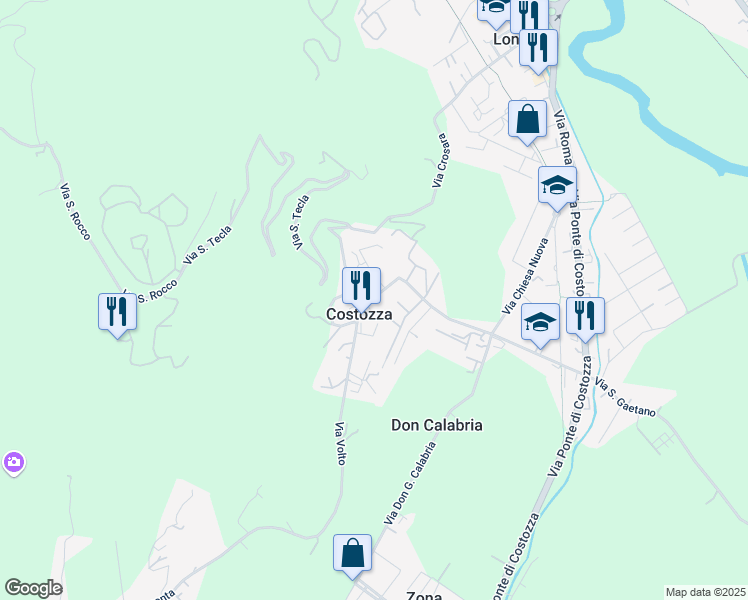 map of restaurants, bars, coffee shops, grocery stores, and more near 2 Piazza da Schio in Longare