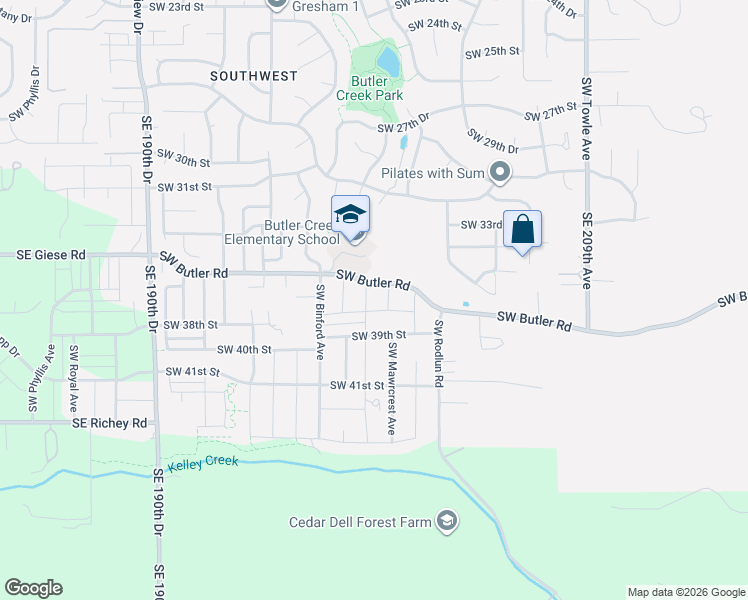 map of restaurants, bars, coffee shops, grocery stores, and more near 3618 Southwest Eleven Mile Avenue in Gresham