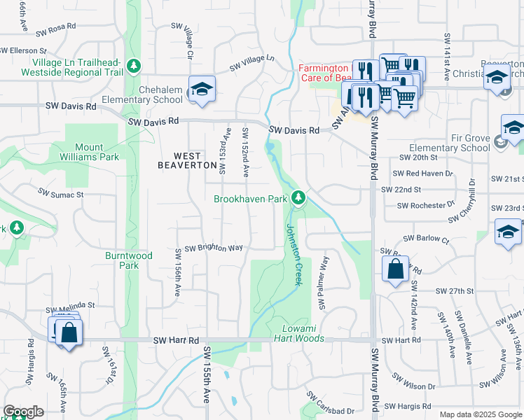 map of restaurants, bars, coffee shops, grocery stores, and more near 15145 Southwest Almonte Court in Beaverton