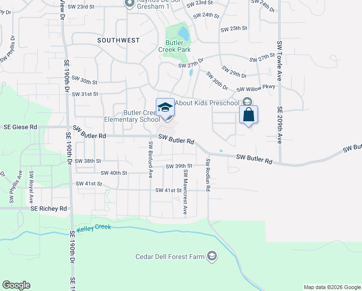 map of restaurants, bars, coffee shops, grocery stores, and more near 3549 Southwest Mawrcrest Avenue in Gresham