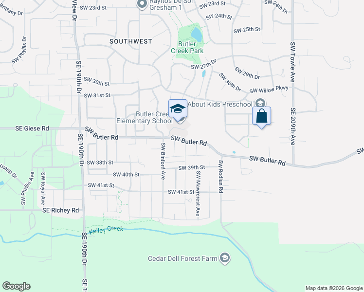 map of restaurants, bars, coffee shops, grocery stores, and more near 3555 Southwest Eleven Mile Avenue in Gresham