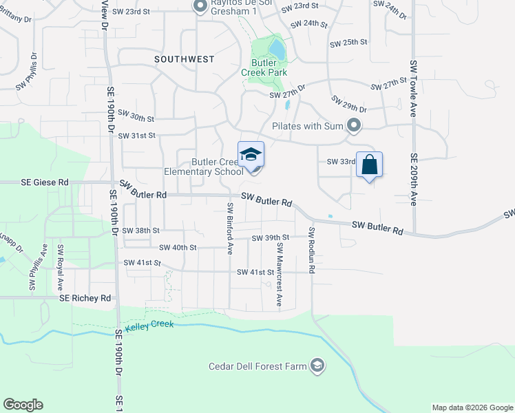 map of restaurants, bars, coffee shops, grocery stores, and more near 3533 Southwest Eleven Mile Avenue in Gresham