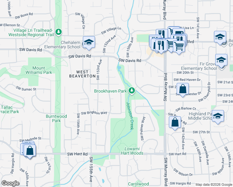 map of restaurants, bars, coffee shops, grocery stores, and more near 15027 Southwest Barcelona Way in Beaverton