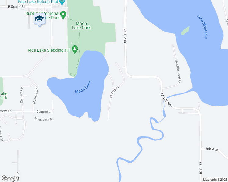 map of restaurants, bars, coffee shops, grocery stores, and more near 1800 Moon Lake Drive in Rice Lake