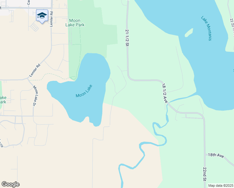 map of restaurants, bars, coffee shops, grocery stores, and more near East Moon Lake Drive in Rice Lake