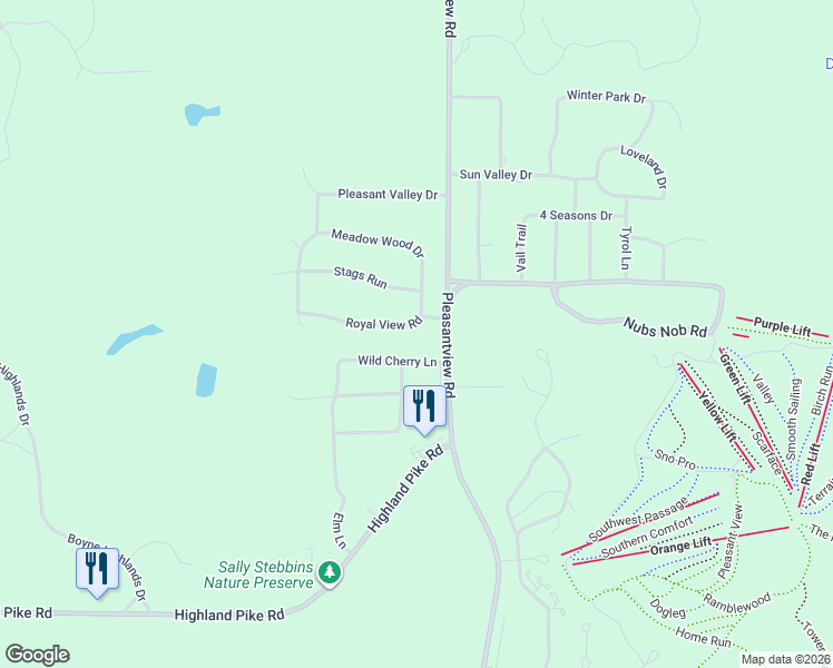 map of restaurants, bars, coffee shops, grocery stores, and more near 114-136 Wildcherry Lane in Harbor Springs