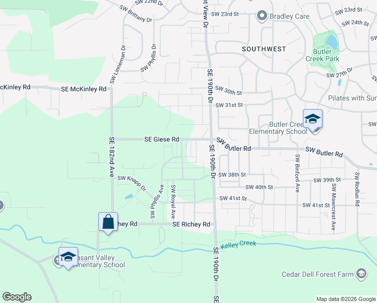 map of restaurants, bars, coffee shops, grocery stores, and more near 3549 Southwest Thomas Avenue in Gresham
