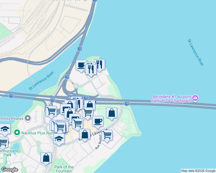 map of restaurants, bars, coffee shops, grocery stores, and more near 399 Rue de la Rotonde in Montréal
