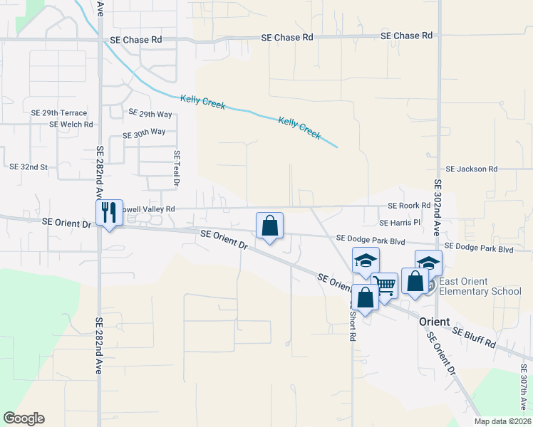map of restaurants, bars, coffee shops, grocery stores, and more near 29138 Southeast Powell Valley Road in Gresham
