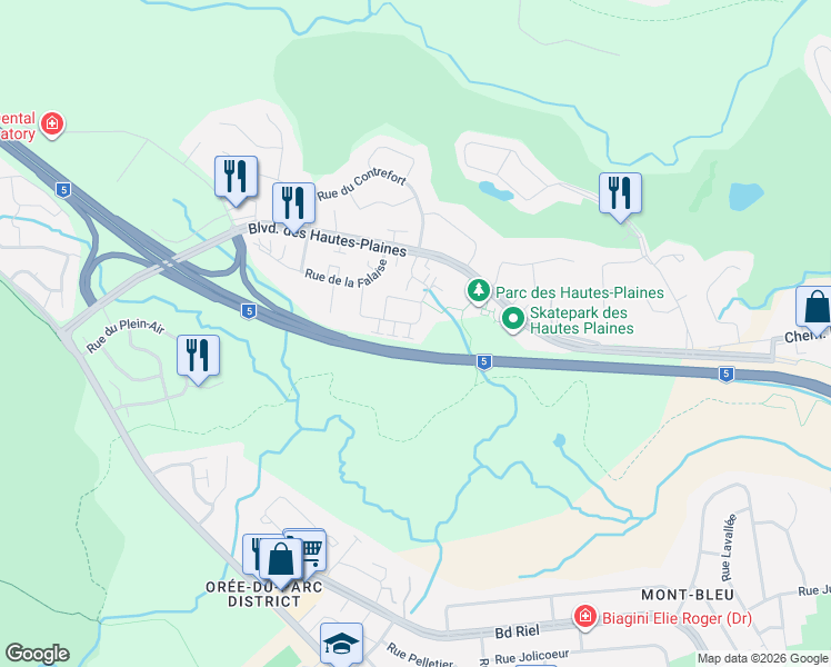 map of restaurants, bars, coffee shops, grocery stores, and more near 49 Rue de la Fondrière in Gatineau