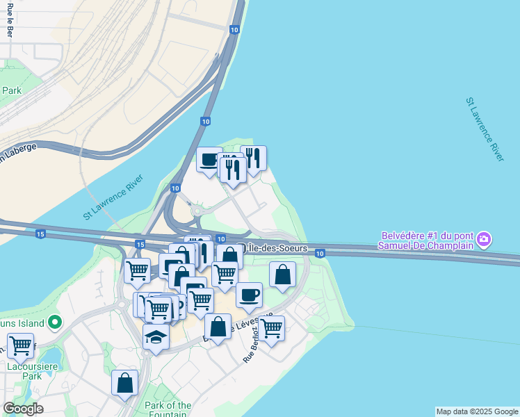 map of restaurants, bars, coffee shops, grocery stores, and more near 399 Rue de la Rotonde in Montréal