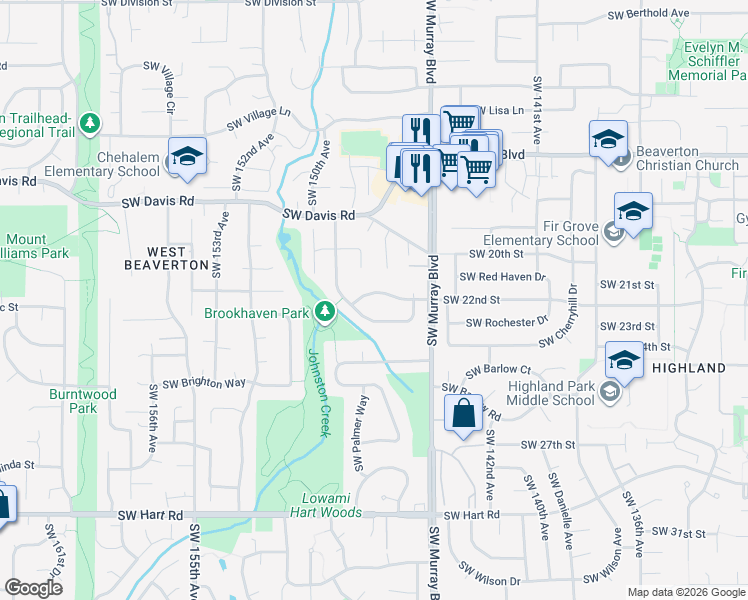 map of restaurants, bars, coffee shops, grocery stores, and more near 14775 Southwest Kilchis Street in Beaverton