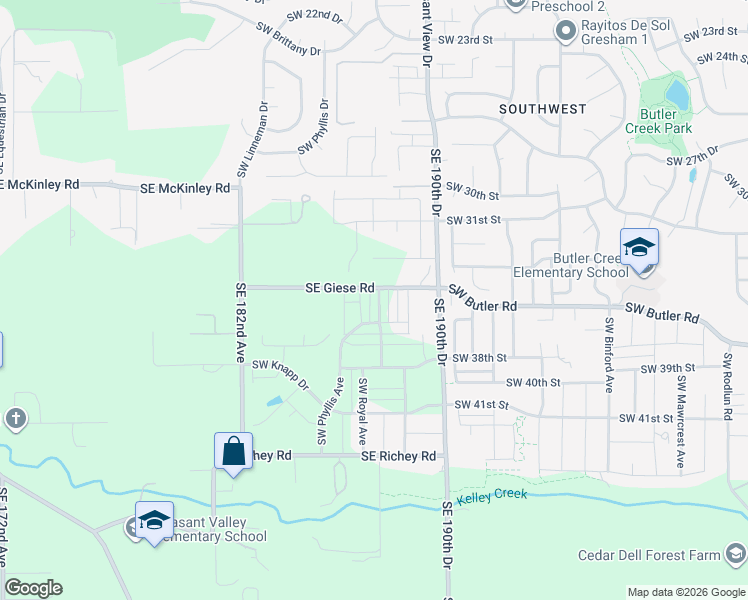 map of restaurants, bars, coffee shops, grocery stores, and more near 3459 Southwest Hartley Avenue in Gresham