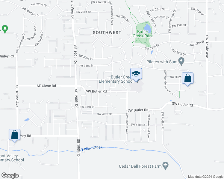 map of restaurants, bars, coffee shops, grocery stores, and more near 2994 Southwest 34th Terrace in Gresham
