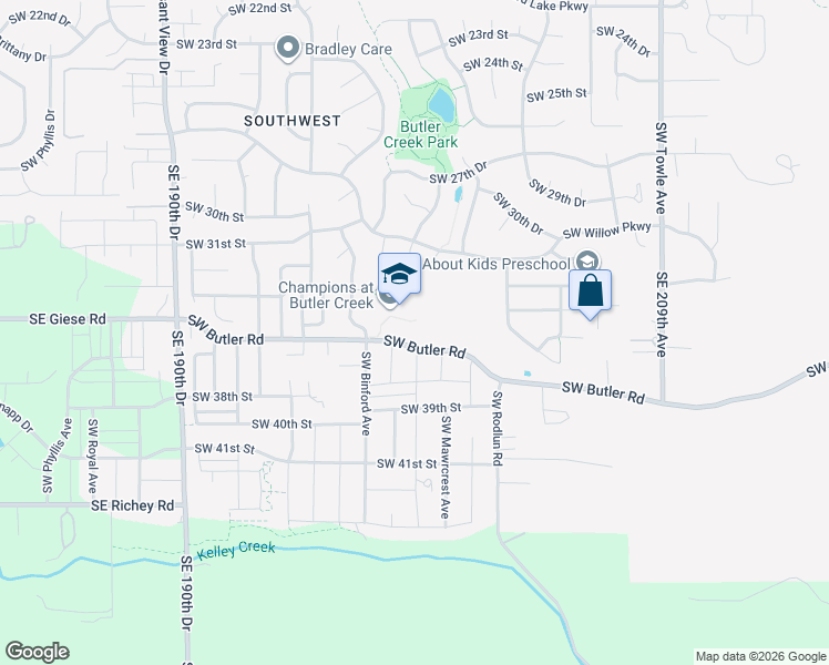 map of restaurants, bars, coffee shops, grocery stores, and more near 2789 Southwest Butler Road in Gresham