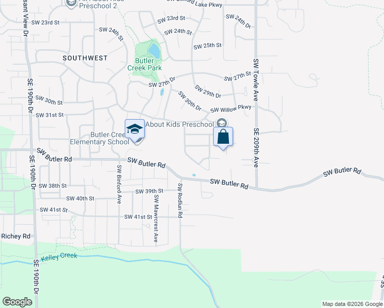 map of restaurants, bars, coffee shops, grocery stores, and more near 2084 Southwest 34th Street in Gresham