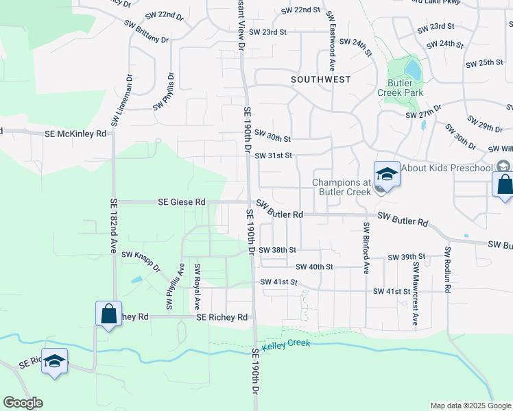 map of restaurants, bars, coffee shops, grocery stores, and more near 3331 Southwest Redfern Place in Gresham