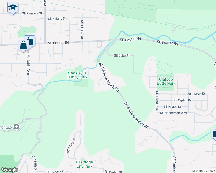 map of restaurants, bars, coffee shops, grocery stores, and more near 6933 Southeast Barbara Welch Road in Portland