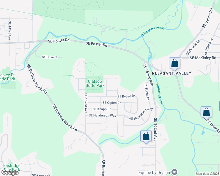map of restaurants, bars, coffee shops, grocery stores, and more near 15519 Southeast Evergreen Drive in Portland