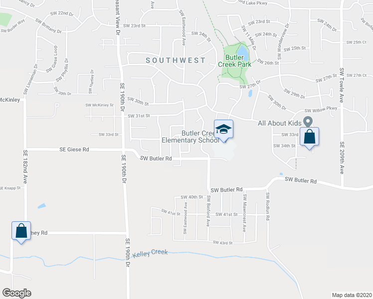 map of restaurants, bars, coffee shops, grocery stores, and more near 3381 Southwest Emerald Avenue in Gresham