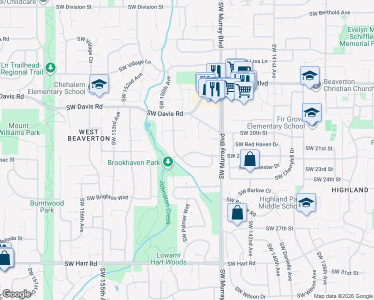 map of restaurants, bars, coffee shops, grocery stores, and more near 14775 Southwest Kilchis Street in Beaverton