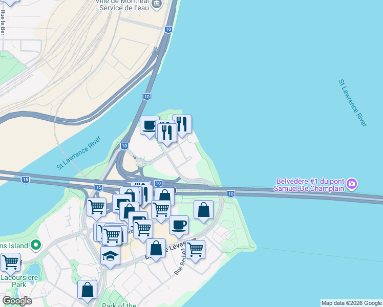 map of restaurants, bars, coffee shops, grocery stores, and more near 257 Rue de la Rotonde in Montréal