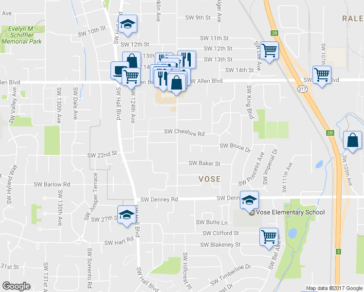 map of restaurants, bars, coffee shops, grocery stores, and more near 6590 Southwest Lombard Avenue in Beaverton