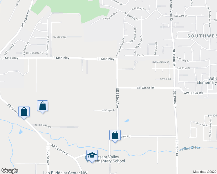 map of restaurants, bars, coffee shops, grocery stores, and more near 6869 Southeast 182nd Avenue in Gresham